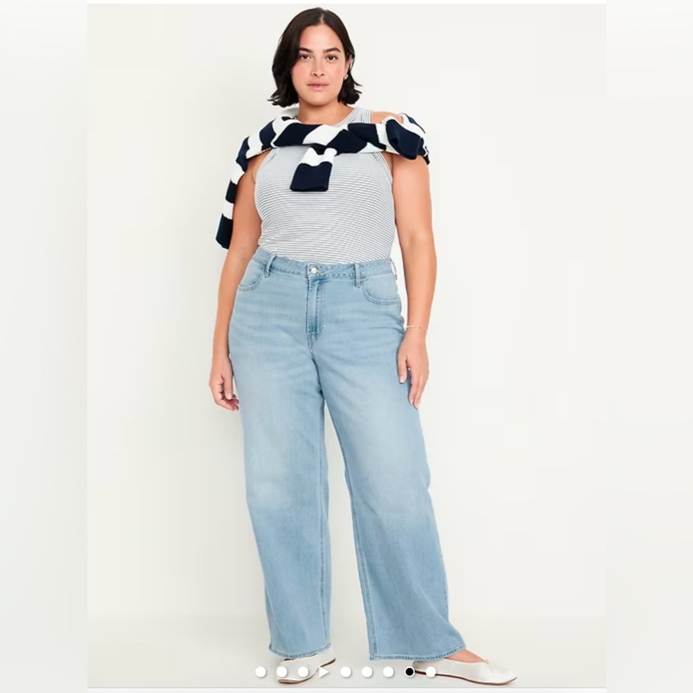 🆕 Old Navy Women's High-Waisted Wow Wide-Leg Jeans Light Wash 10 Regular M - Picture 8 of 16